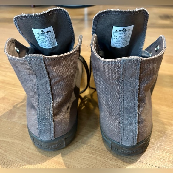 J. Lindeberg canvas mid-top sneakers with suede trim - Picture 4 of 7